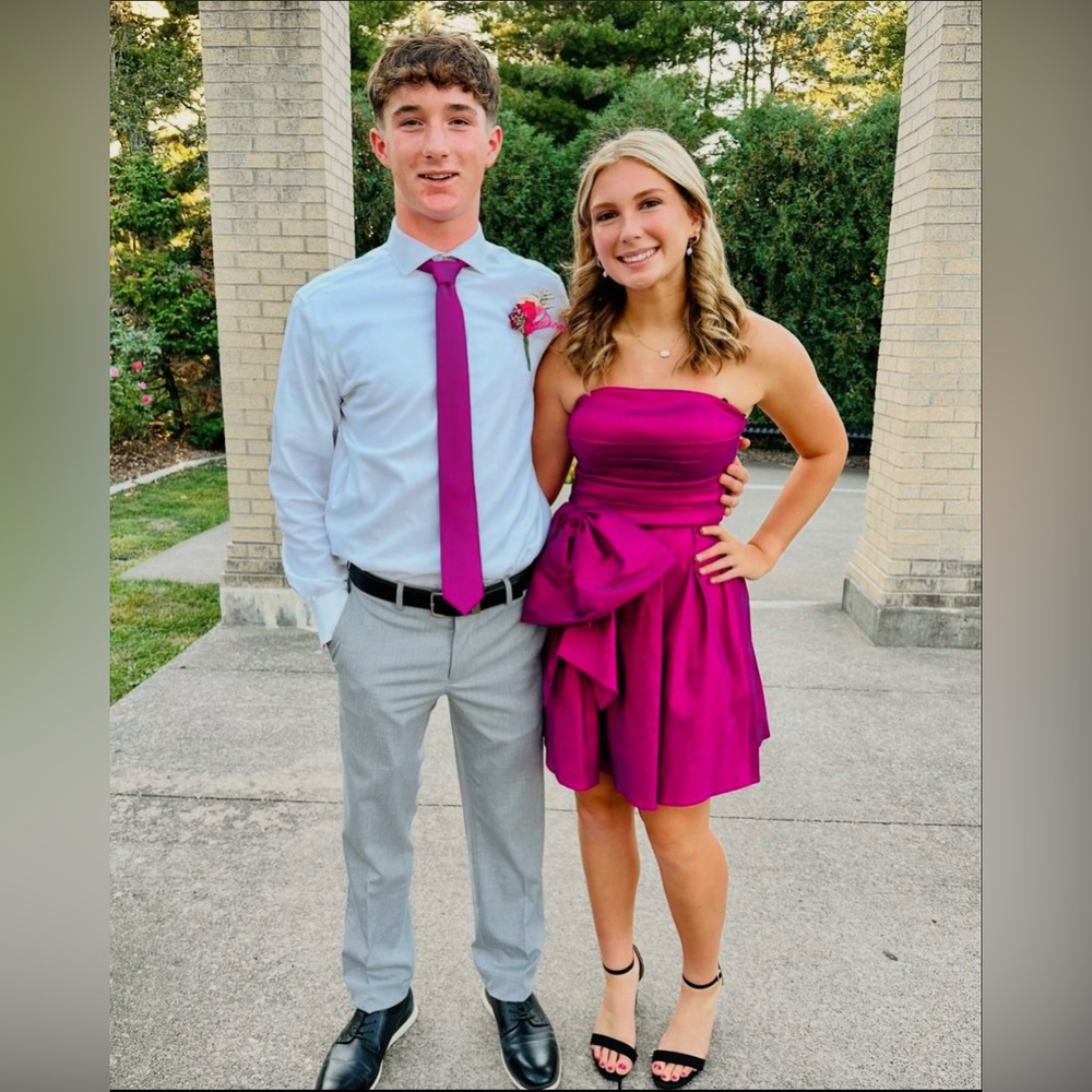 Magenta Homecoming Dress with bow